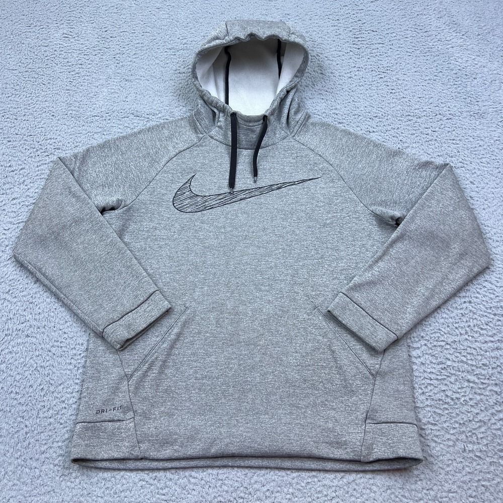 Nike‎ Therma Dri-Fit Graphic Swoosh Hoodie Gray 931994 Small Training Sweatshirt